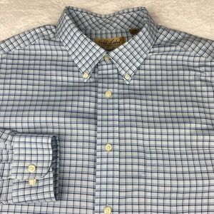 Roundtree & Yorke Gold Label Shirt Mens 2XB Blue Checks Non Iron